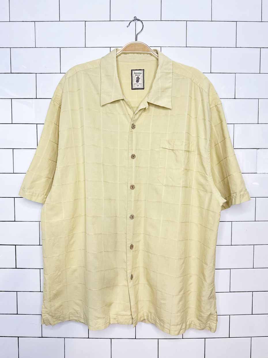 jamaica jaxx 100% silk full button resort shirt
