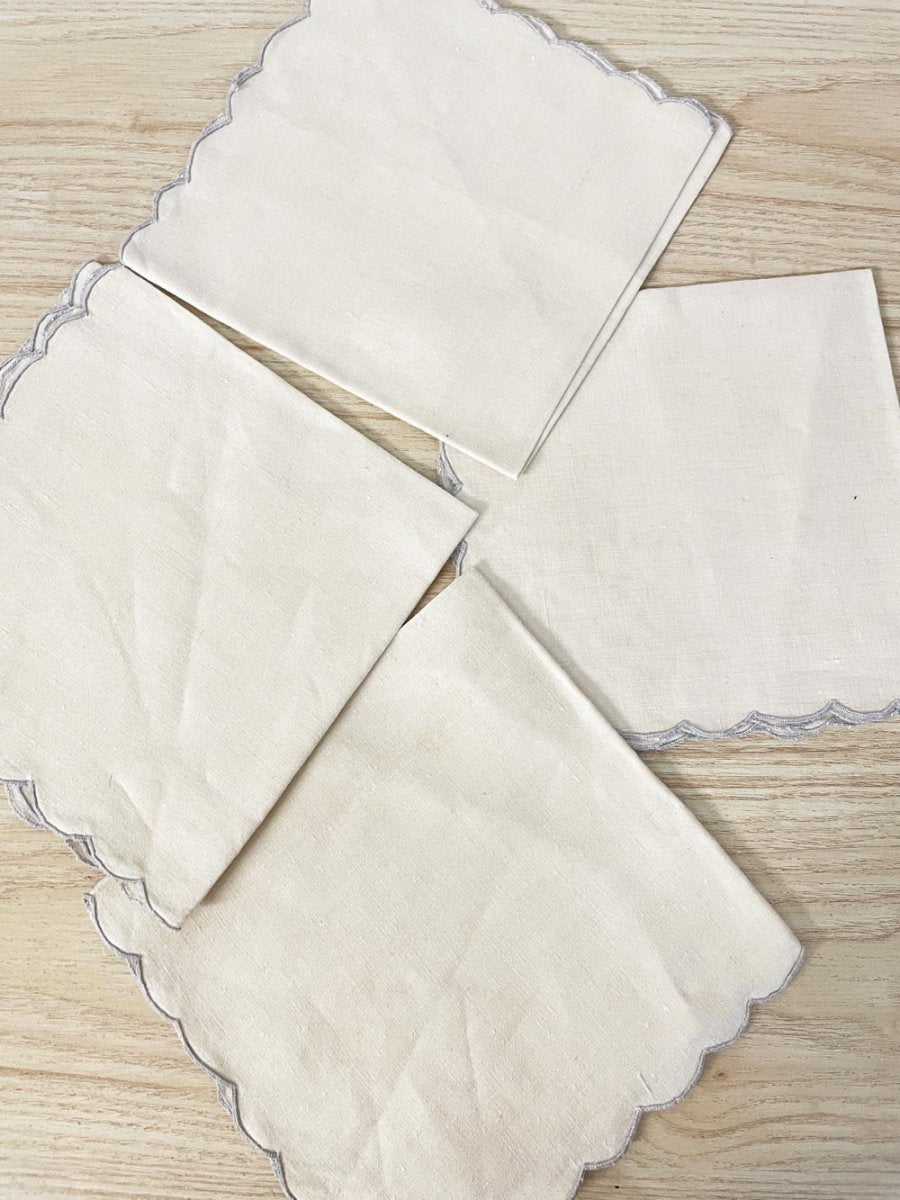 x4 vintage linen embroidered napkins - good market thrift store