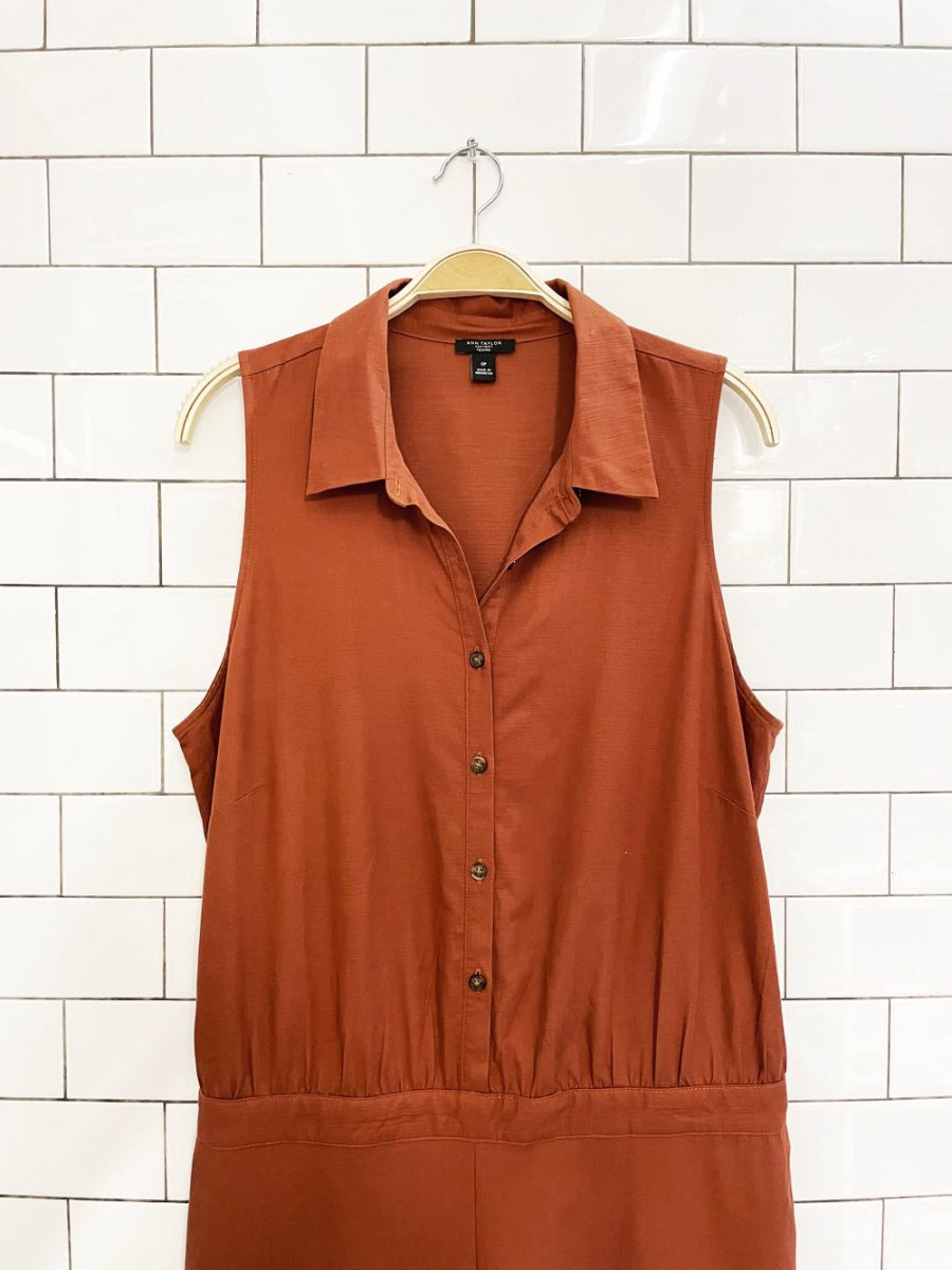 ann taylor cotton - blend wide leg jumpsuit - good market thrift store