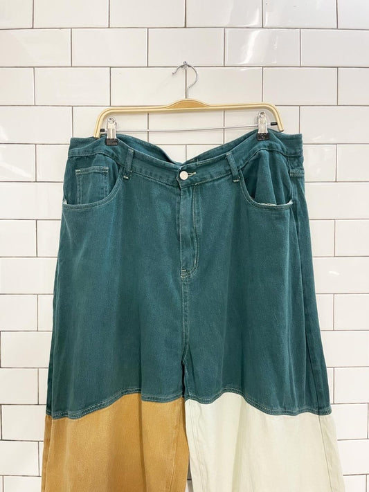 cider colour block wide leg jeans - good market thrift store