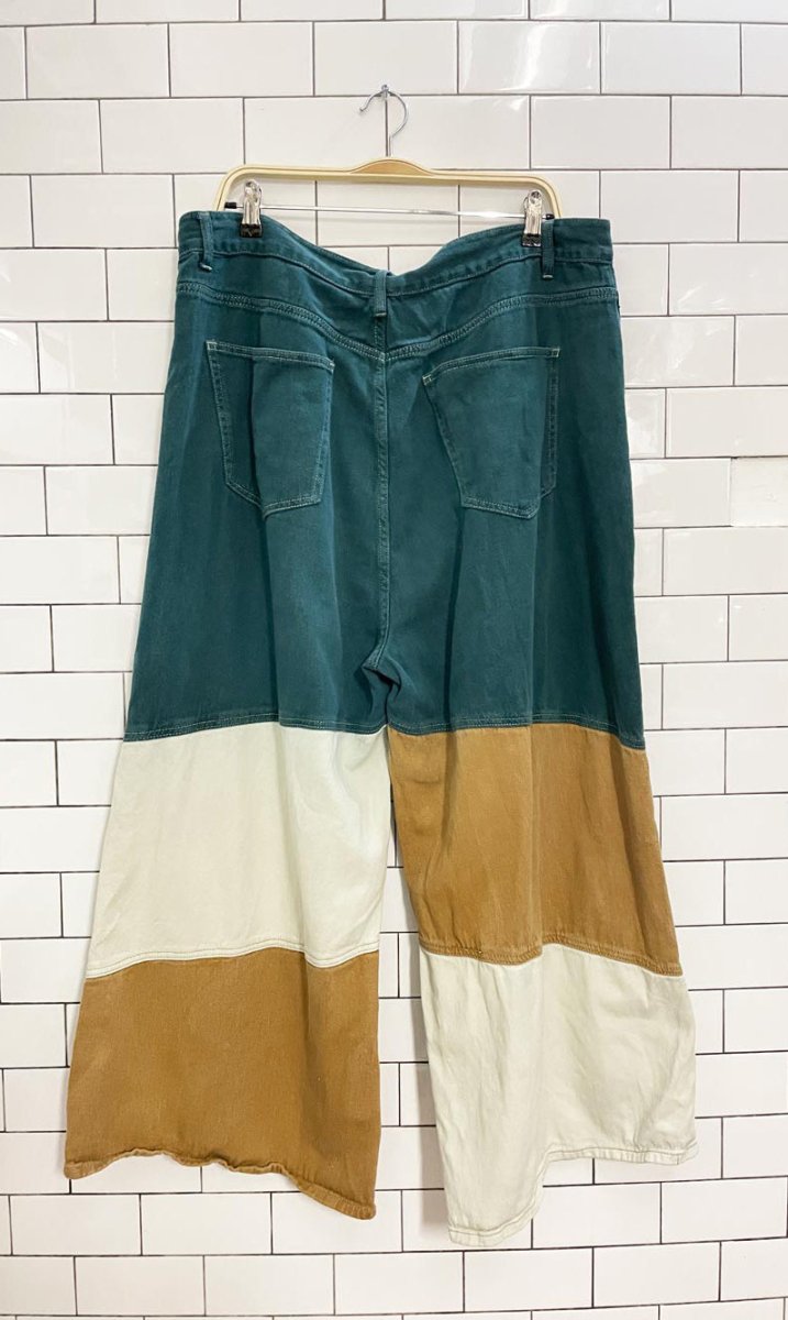 cider colour block wide leg jeans - good market thrift store