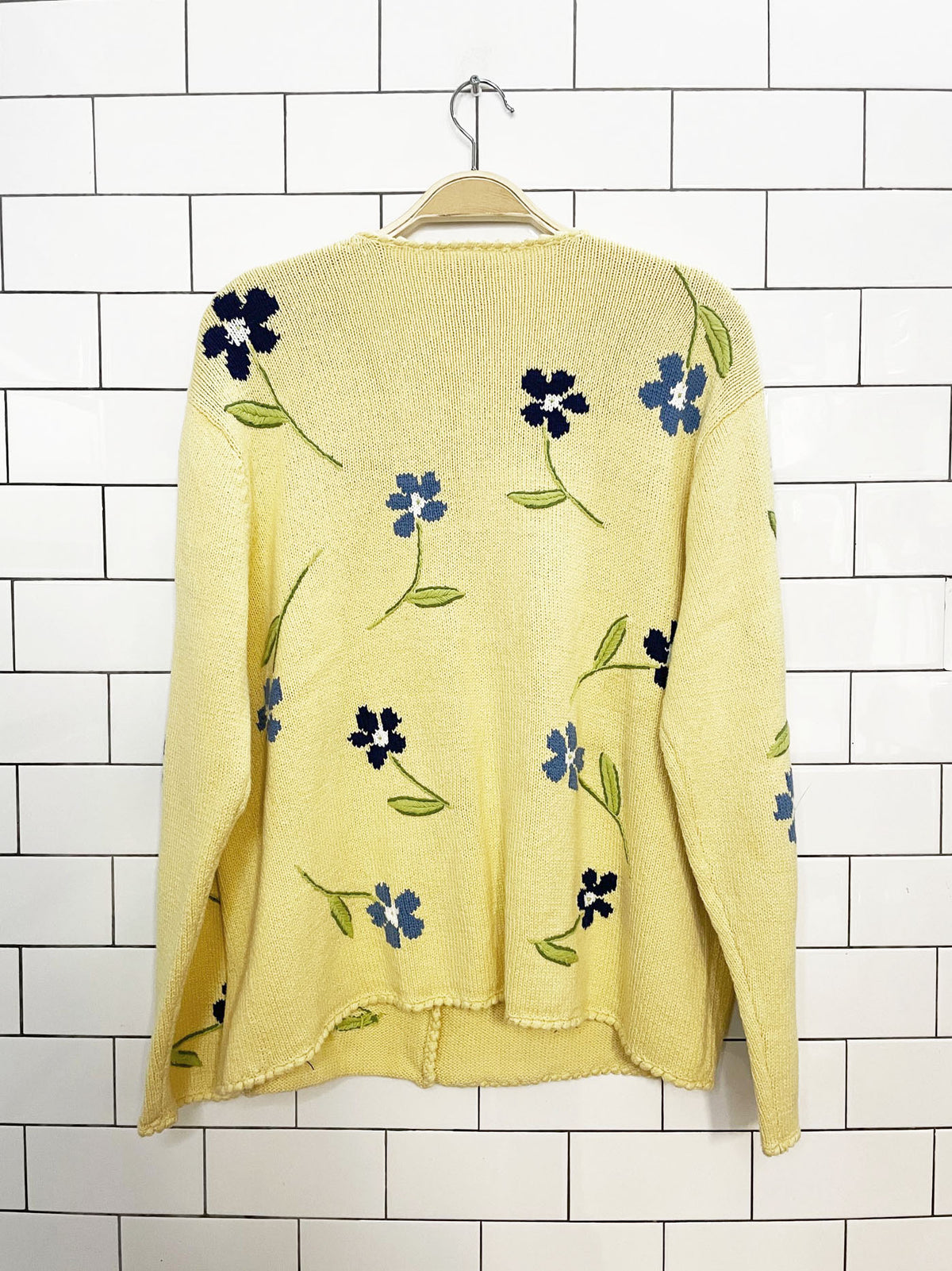 vintage 90s talbots knit floral full button cardigan sweater