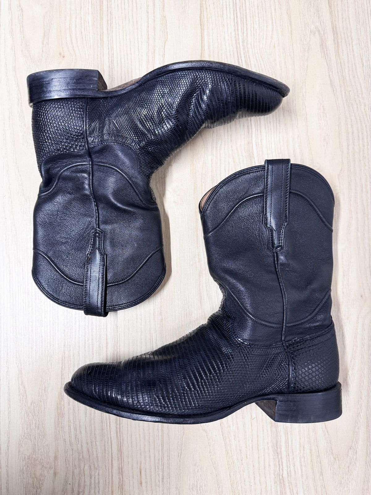 tecovas the earl lizard + leather western roper boot