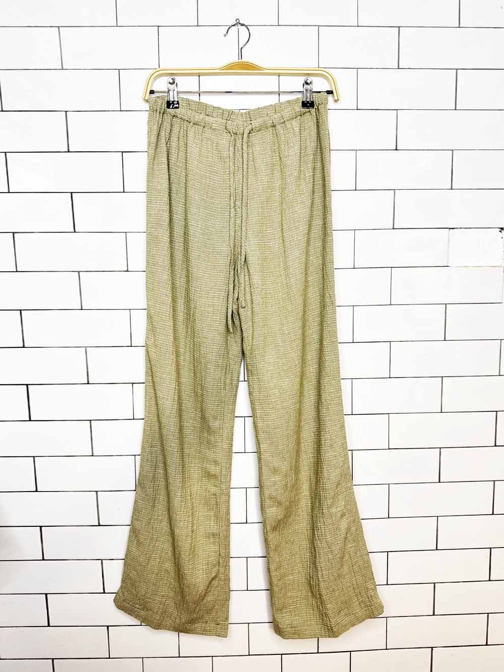 x2 jones new york linen-blend crinkle shirt + lounge pant set