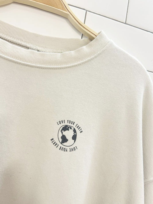 h&m love your earth oversized soft graphic crew - good market thrift store