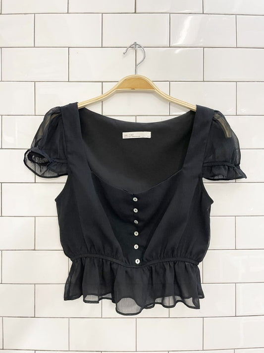 oak + fort chiffon peplum hem top - good market thrift store