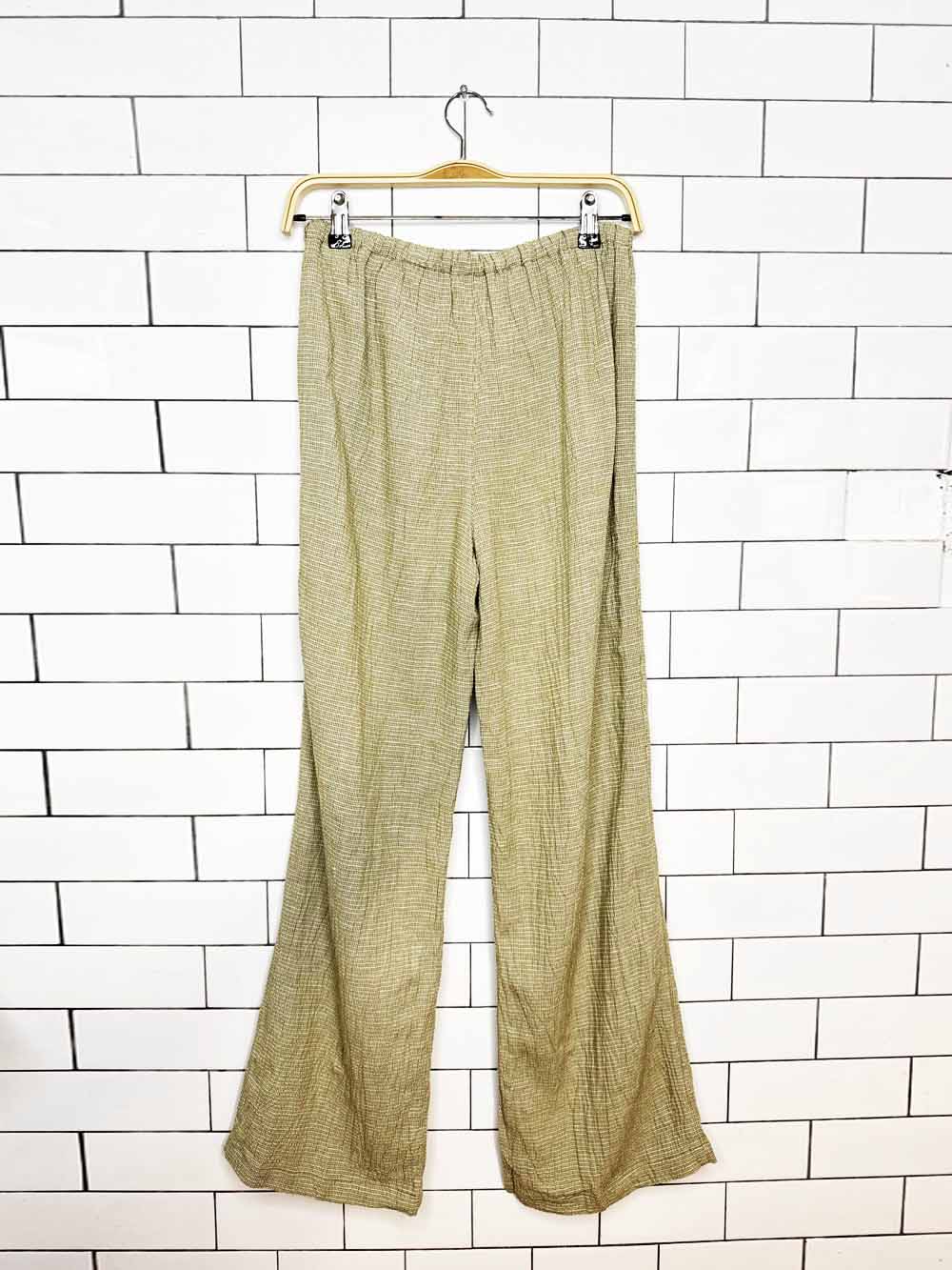 x2 jones new york linen-blend crinkle shirt + lounge pant set