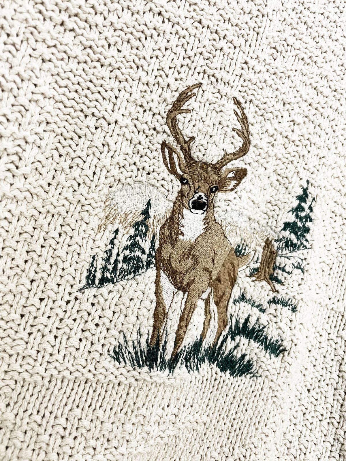 vintage st johns bay deer embroidered knit sweater | made in usa