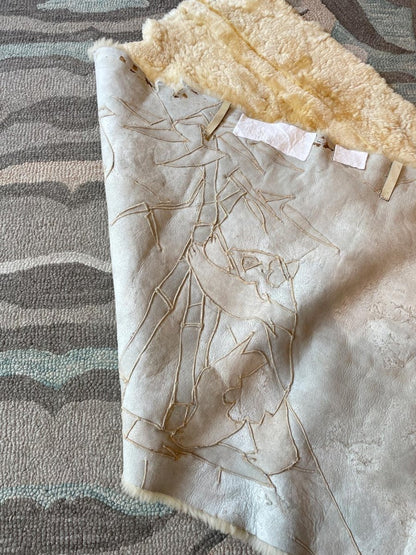 vintage alpaca shearling panda bear rug / wall hanging - good market thrift store