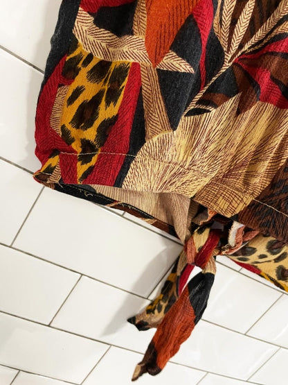 vintage 00s options melrose tropical safari tie waist button shirt - good market thrift store