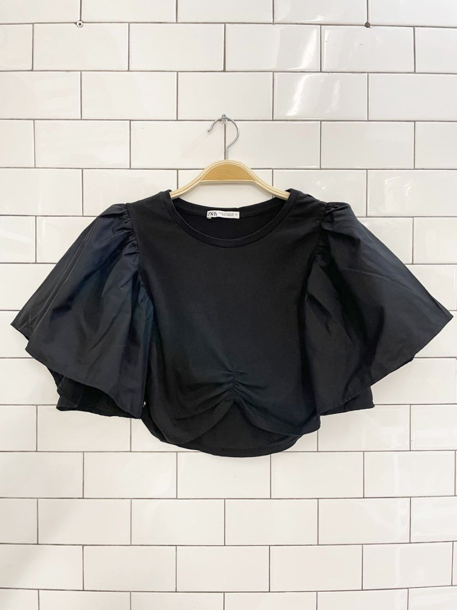 zara statement sleeve crop top - good market thrift store