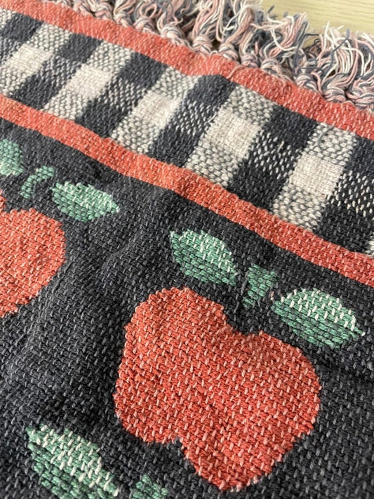 vintage 90s apple woven rug - good market thrift store