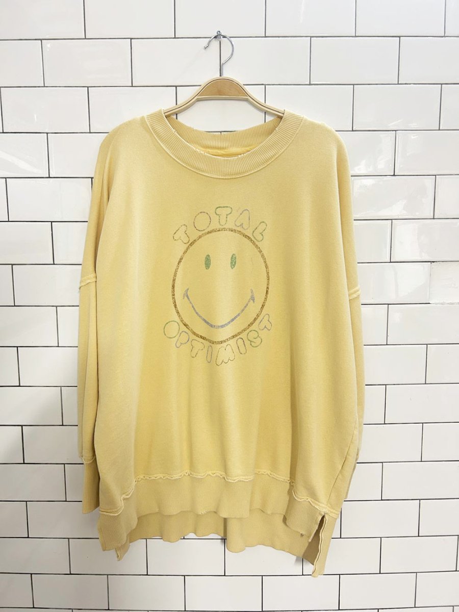 aerie total optimist distressed oversized graphic crew - good market thrift store