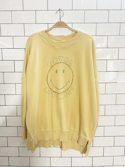 aerie total optimist distressed oversized graphic crew - good market thrift store