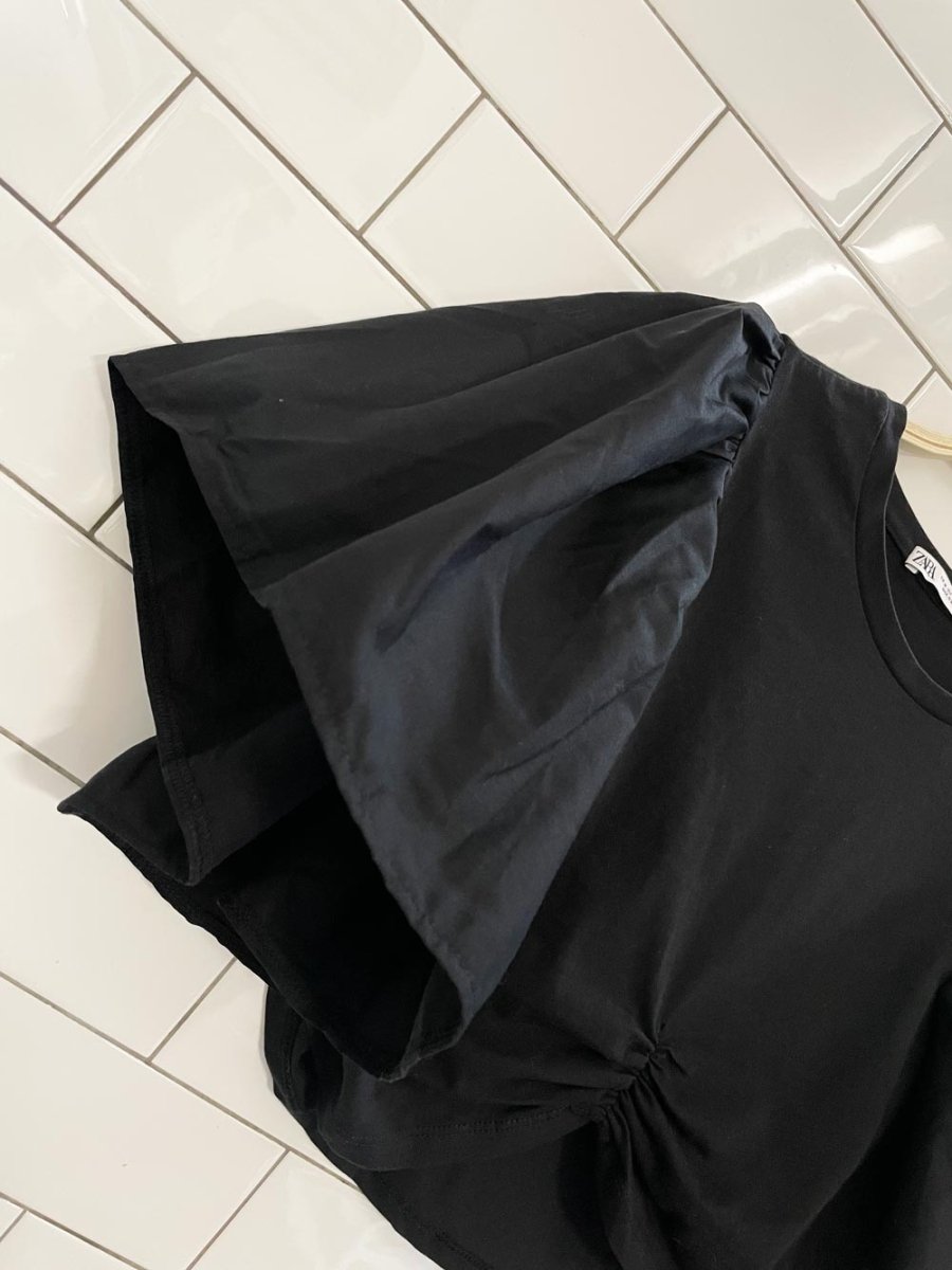 zara statement sleeve crop top - good market thrift store