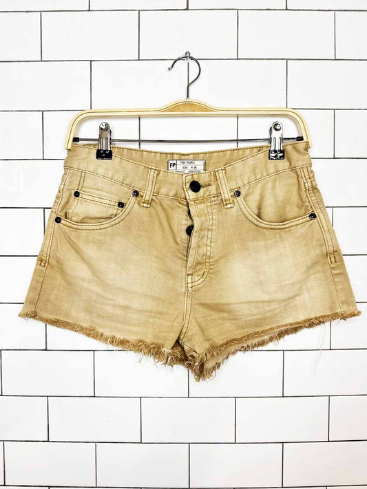 free people button fly cut off denim shorts