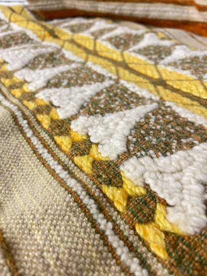 vintage wool + cotton woven throw / table cover - good market thrift store