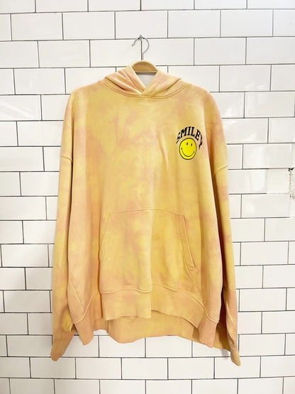 smiley x h&m tie dye graphic oversized hoodie - good market thrift store