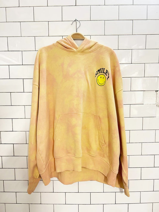 smiley x h&m tie dye graphic oversized hoodie - good market thrift store