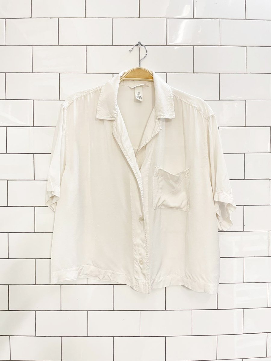 h&m boxy satin pocket shirt - good market thrift store