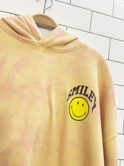 smiley x h&m tie dye graphic oversized hoodie - good market thrift store