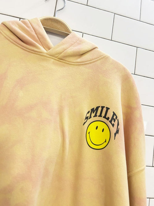 smiley x h&m tie dye graphic oversized hoodie - good market thrift store