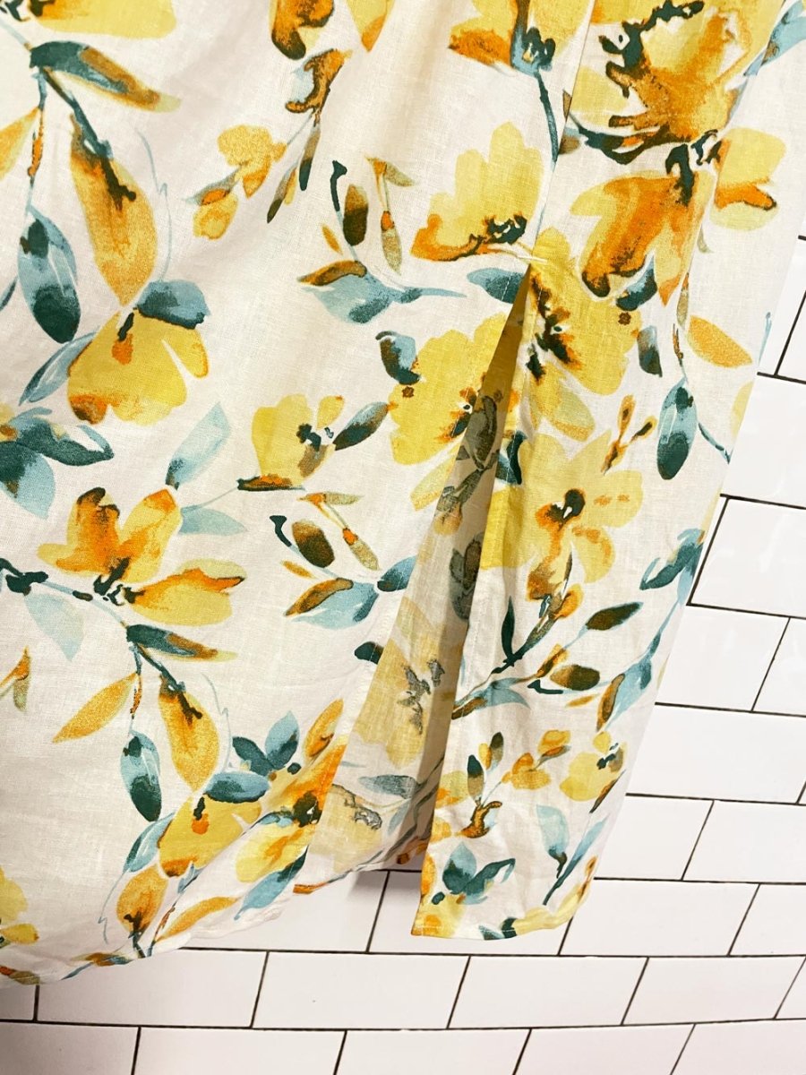 nwt gap linen - blend smocked floral midi dress - good market thrift store