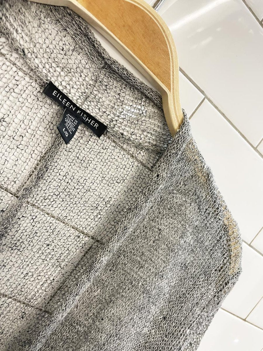 eileen fisher linen - blend loose knit open cardigan - good market thrift store