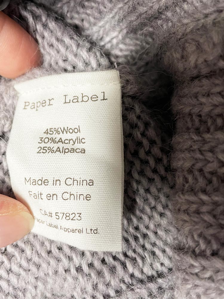 paper label mason wool - alpaca boxy cable knit cardi - good market thrift store