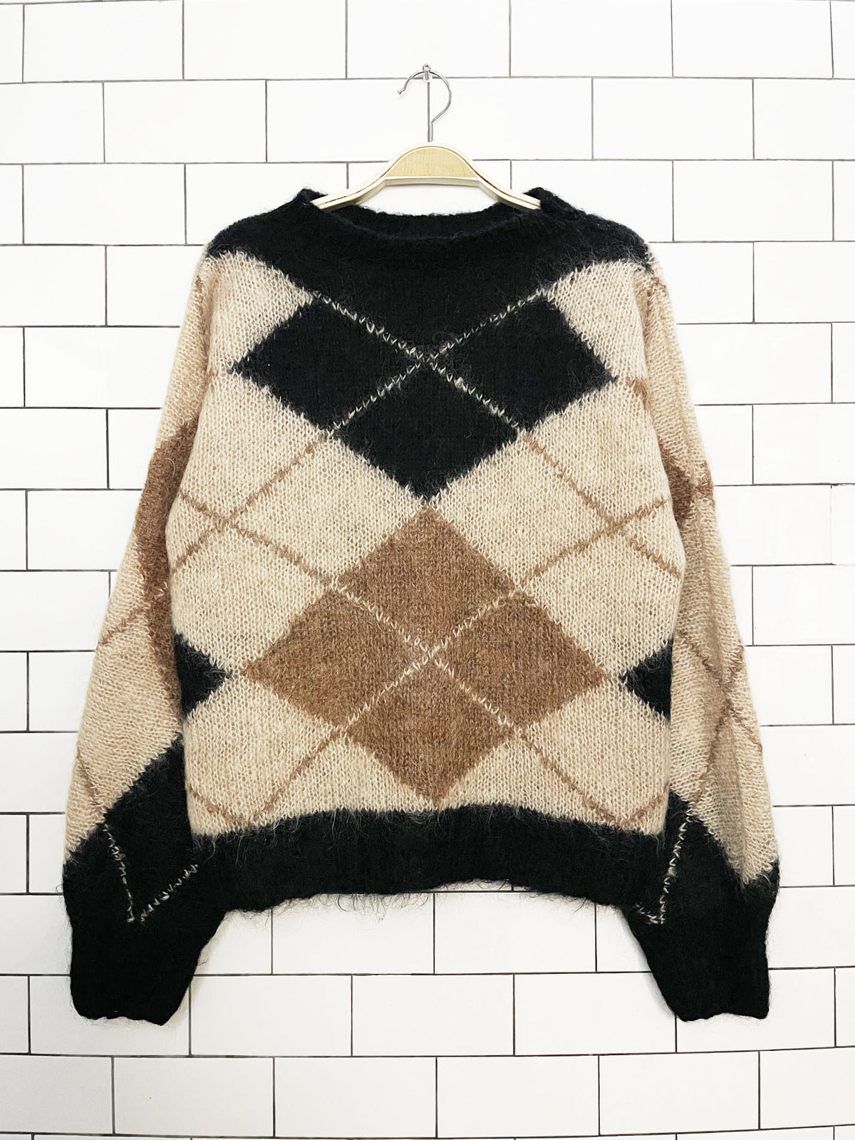 vintage mohair argyle knit sweater