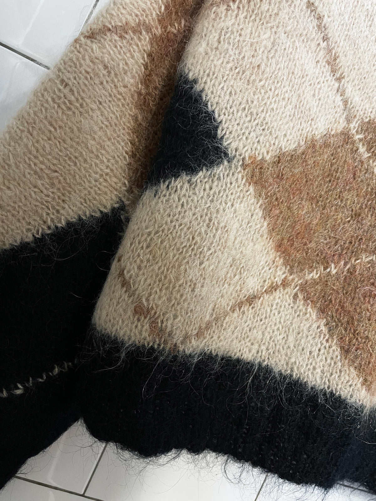 vintage mohair argyle knit sweater