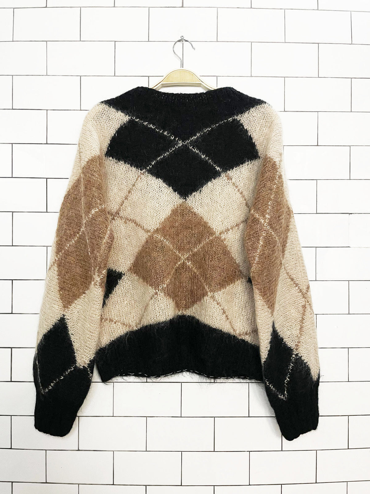 vintage mohair argyle knit sweater