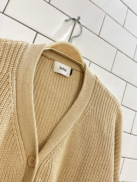 bebis neutral ribbed knit cardigan - good market thrift store