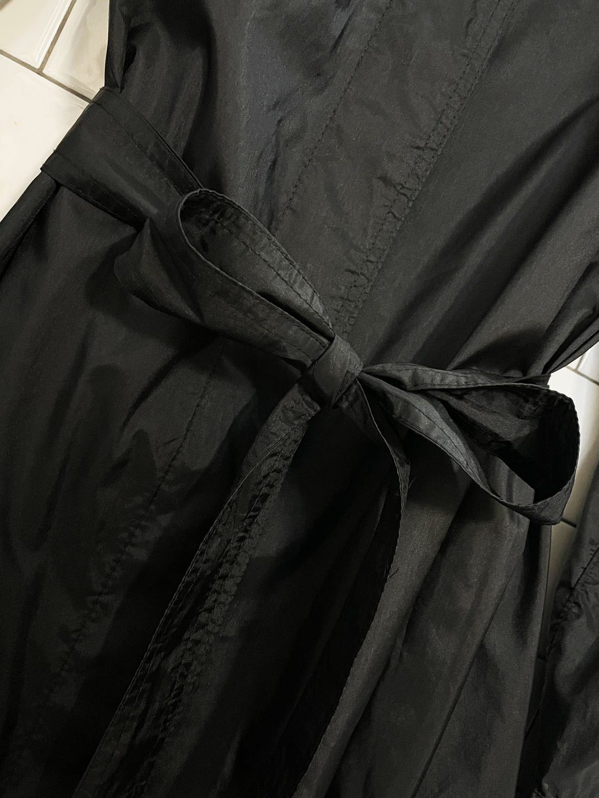 vintage 80s saxton hall puff shoulder belted nylon rain jacket