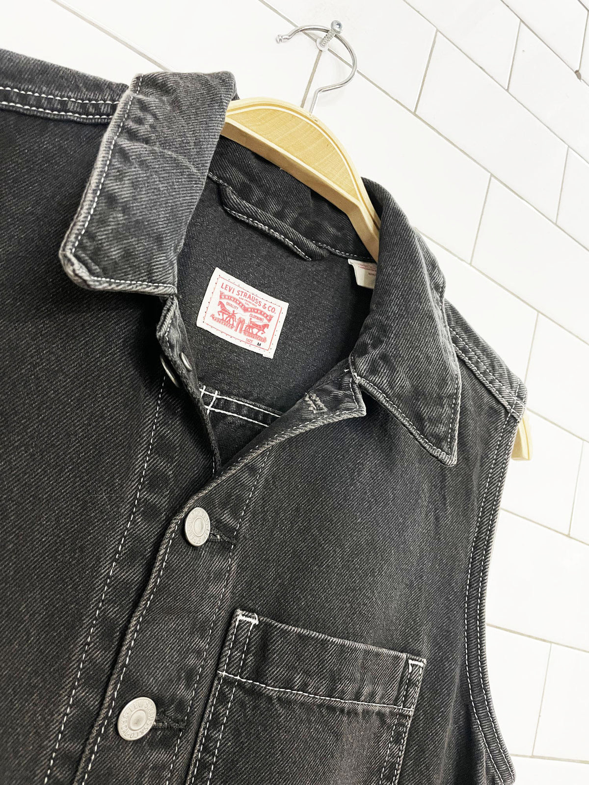 levi's sleeveless wide leg denim jumpsuit
