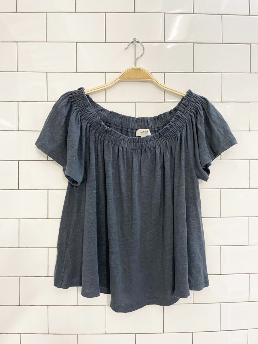 wilfred 100% linen sarte off shoulder top - good market thrift store