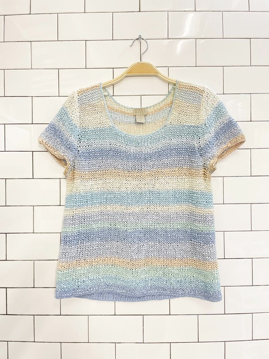vintage 00s sigrid olsen pastel loose knit top - good market thrift store