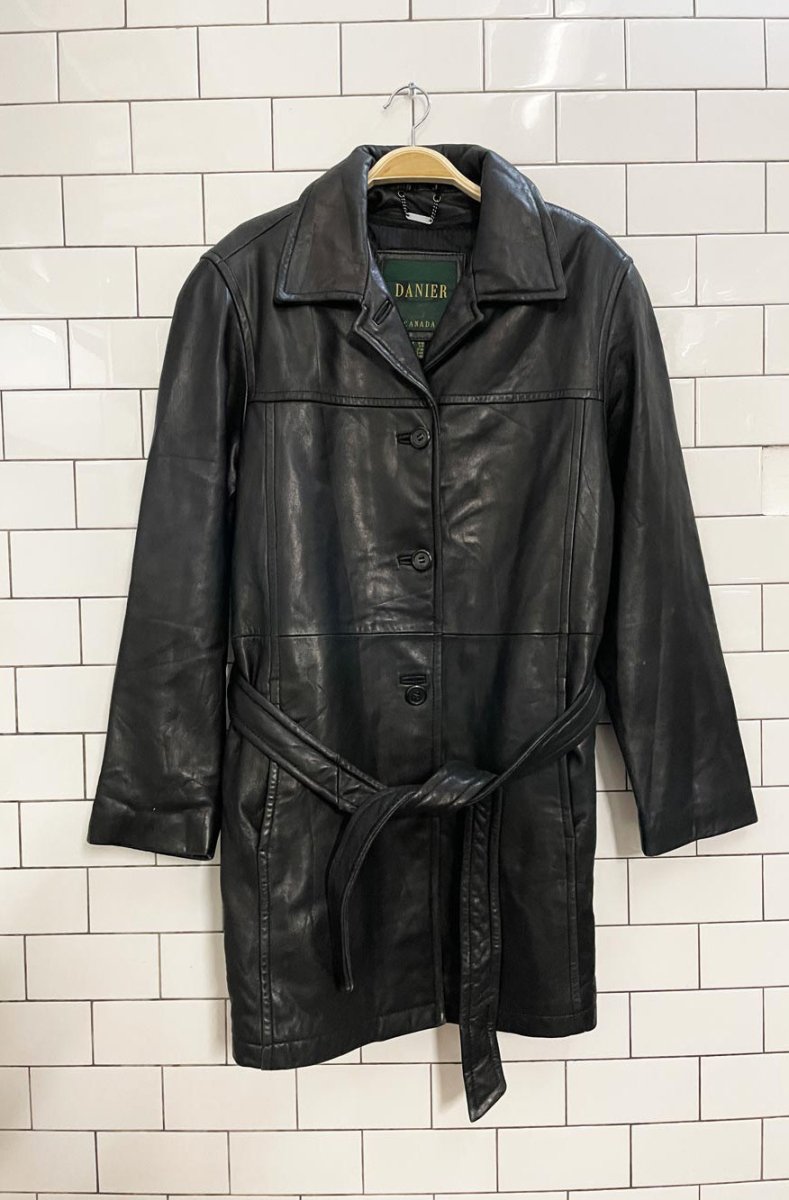vintage 00s danier minimal belted butter leather jacket - good market thrift store