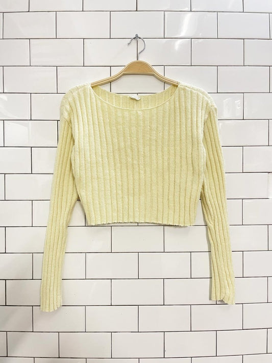 garage lemon chunky rib chenile crop sweater - good market thrift store