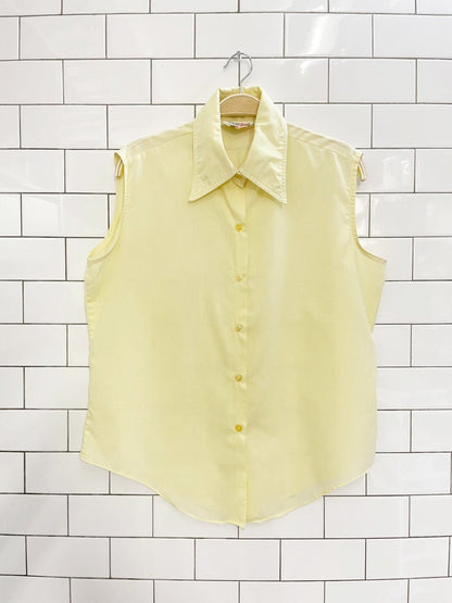 vintage 70s lucerne butter yellow sleeveless shirt - good market thrift store