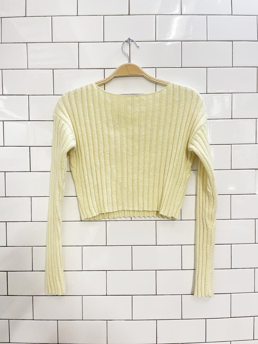 garage lemon chunky rib chenile crop sweater - good market thrift store