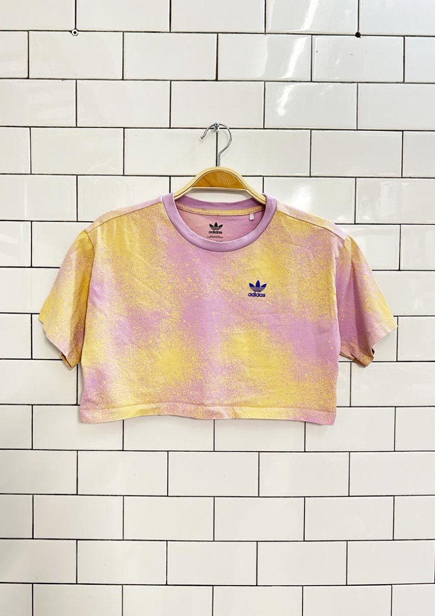 adidas boxy crop spray paint logo tee - good market thrift store