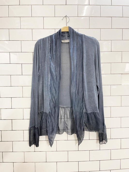 pistache italy silk trim open cardigan top - good market thrift store