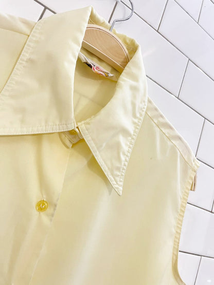 vintage 70s lucerne butter yellow sleeveless shirt - good market thrift store