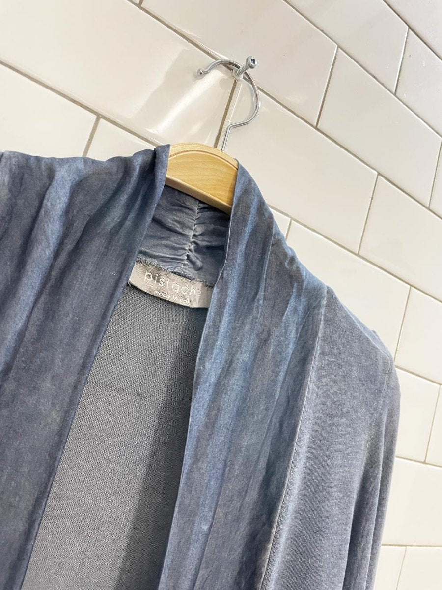 pistache italy silk trim open cardigan top - good market thrift store