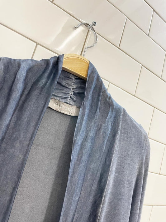 pistache italy silk trim open cardigan top - good market thrift store