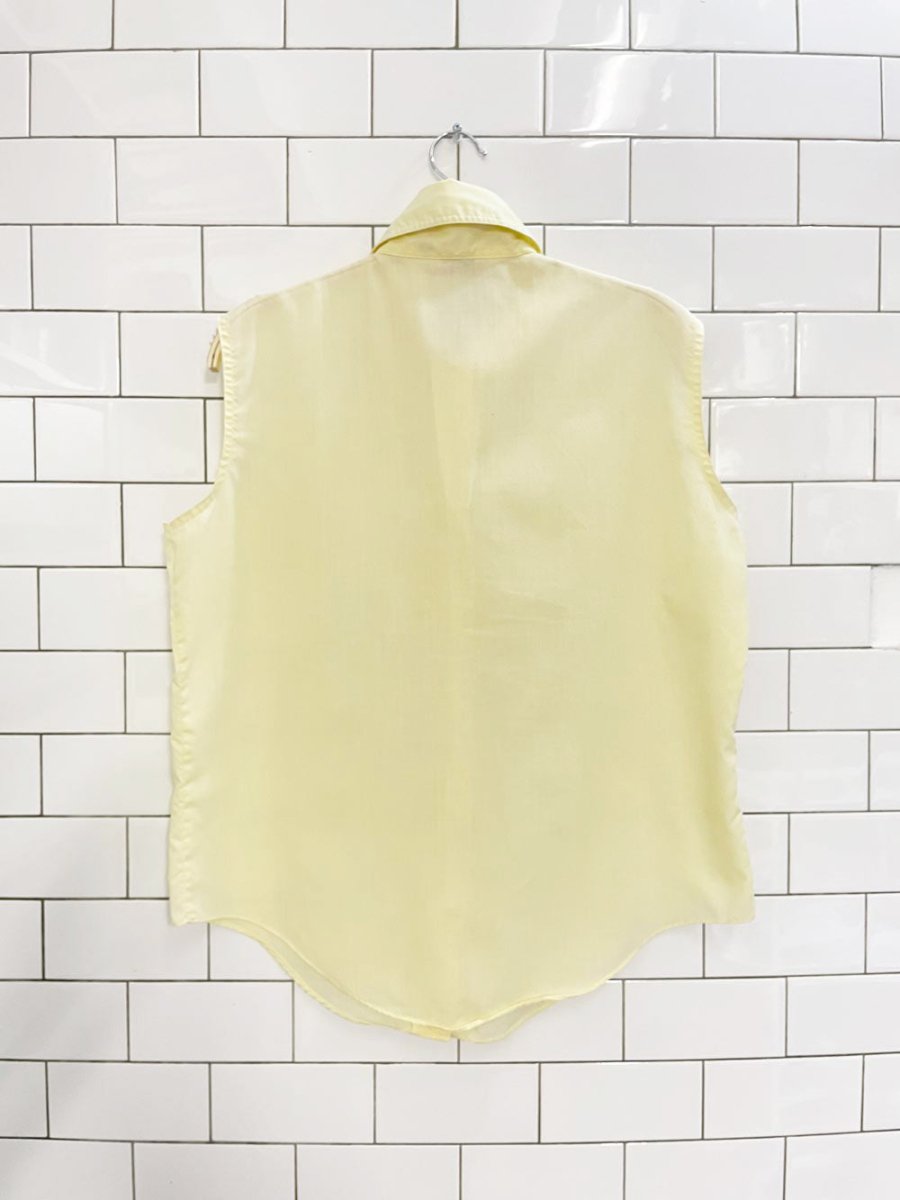 vintage 70s lucerne butter yellow sleeveless shirt - good market thrift store