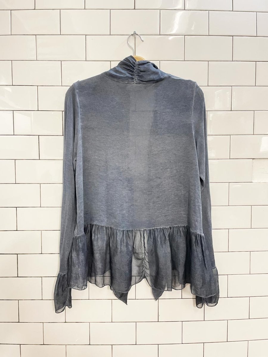 pistache italy silk trim open cardigan top - good market thrift store