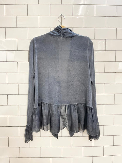 pistache italy silk trim open cardigan top - good market thrift store