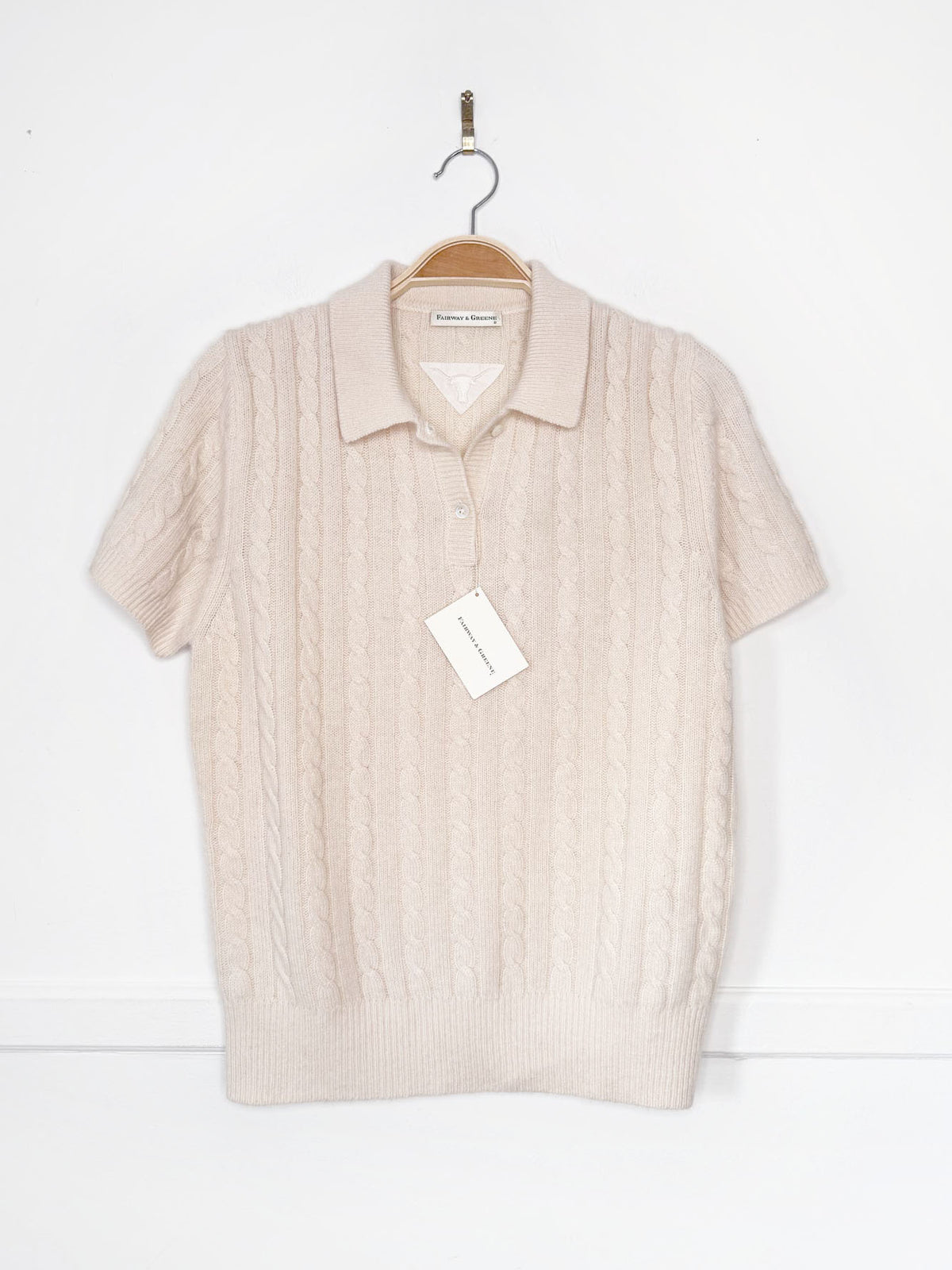 nwt fairway & green 100% cashmere cable knit polo